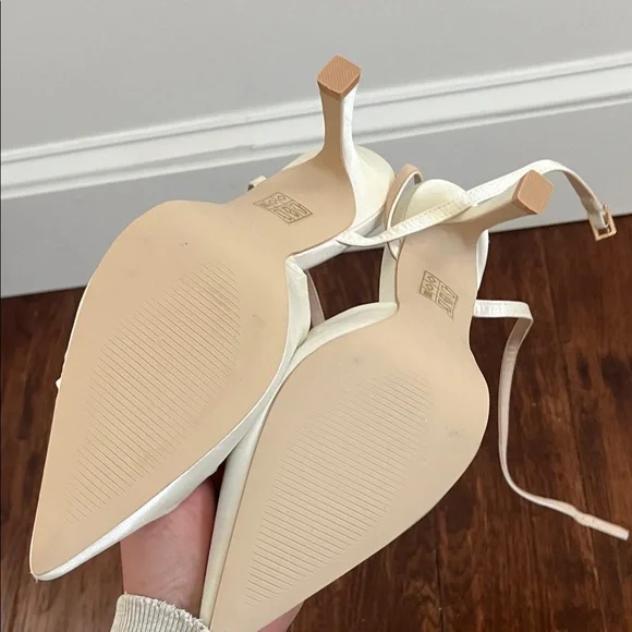 Lulu's White Satin Pointed Toe Heels - Picture 2 of 4